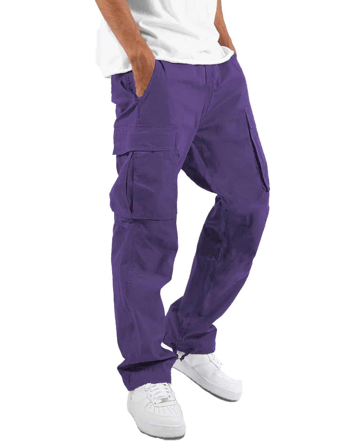 LYRXXX Men's Casual Cargo Pants Hiking Pants Workout Joggers Sweatpants for Men